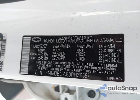 2023 Hyundai Tucson Sel из США, поврежденный, VIN 5NMJBCAE0PH211557